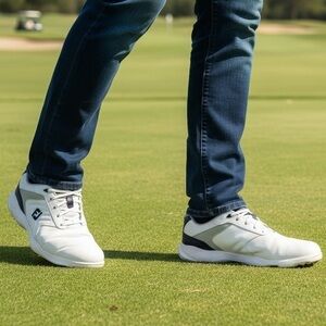 FootJoy White & Navy Golf Shoes ⛳ Classic Performance, Size US 9.5 — Orig. $110